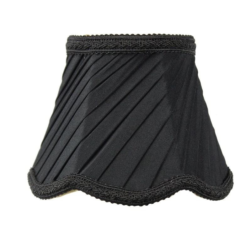 Set of 6 Pleated Scallop Clip-on Candelabra Black Lampshade 3x5x4