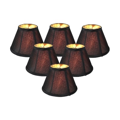 Set of 6 Candelabra Black With Gold Liner Clip-On Lampshade 3x6x4