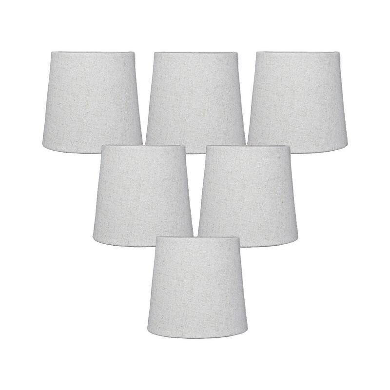 Set of 6 Sand Linen Drum Chandelier Clip-On Lampshade 4x5x5 - N/A