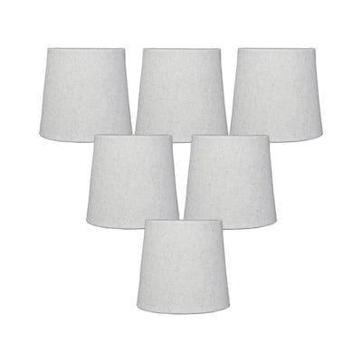 Set of 6 Sand Linen Drum Chandelier Clip-On Lampshade 4x5x5