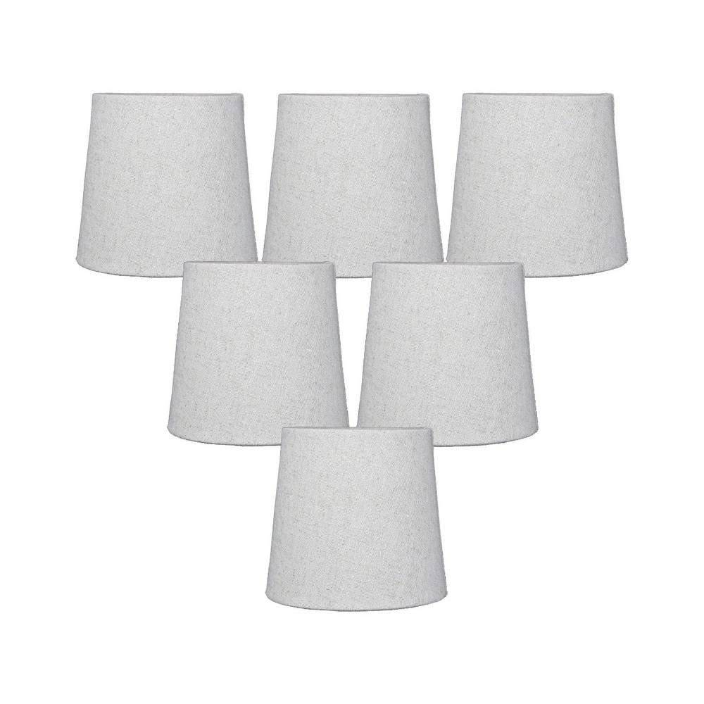 Set of 6 Sand Linen Drum Chandelier Clip-On Lampshade 4x5x5