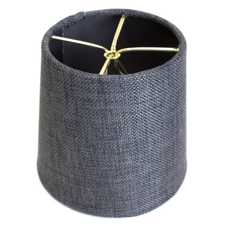 Set of 6 Granite Gray Burlap Drum Clip On Shade 4x5x5