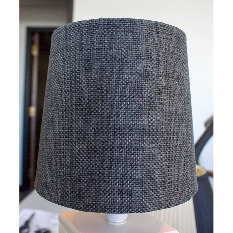 Set of 6 Granite Gray Burlap Drum Clip On Shade 4x5x5