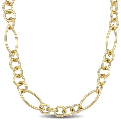 Miadora Yellow Plated Sterling Silver 22-Inch Oval Link Station Necklace