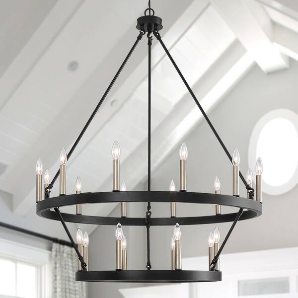 Shop Vanity Art Farmhouse Vintage 20 Light Wagon Wheel Chandelier