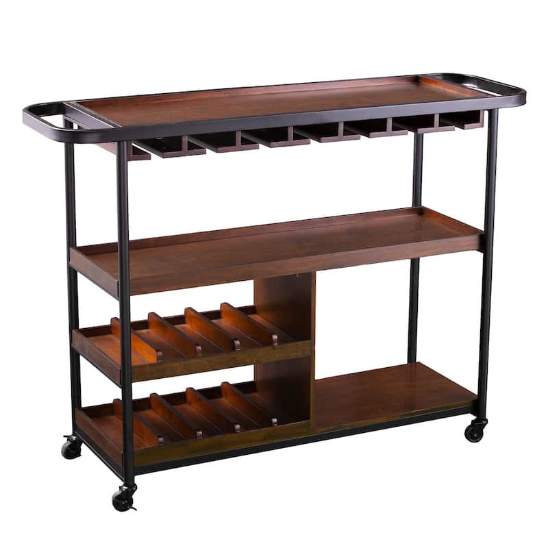 SEI Furniture Tianna Rolling Bar Cart with Wine Rack