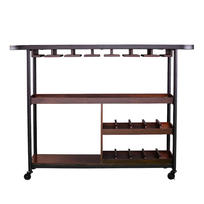 SEI Furniture Tianna Rolling Bar Cart with Wine Rack