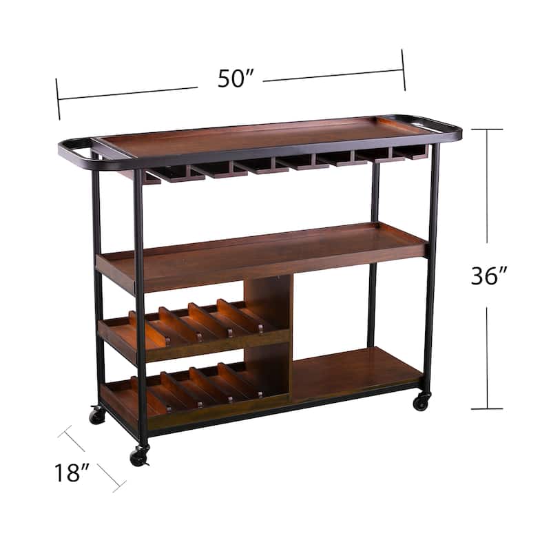 SEI Furniture Tianna Rolling Bar Cart with Wine Rack