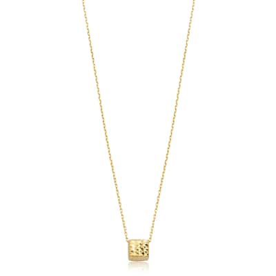 14K Yellow Gold Diamond-cut Cube Pendant Necklace (adjusts to 17 or 18 inches)