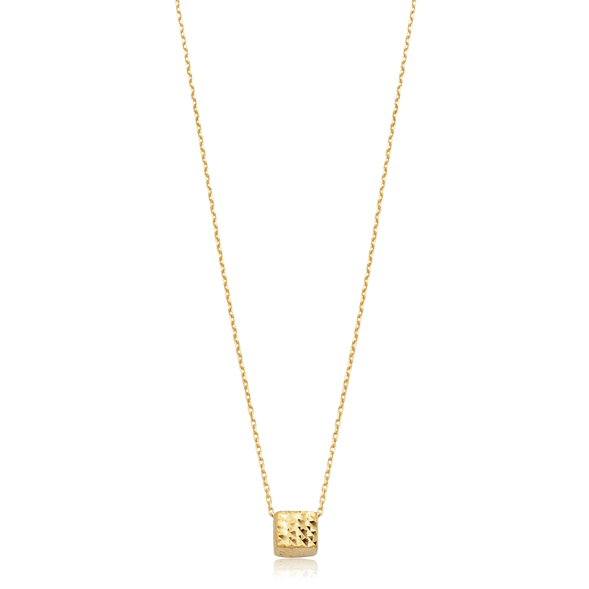 Au Naturale 14K Yellow Gold Diamond-cut Cube Pendant Necklace (adjusts to 17 or 18 inches)