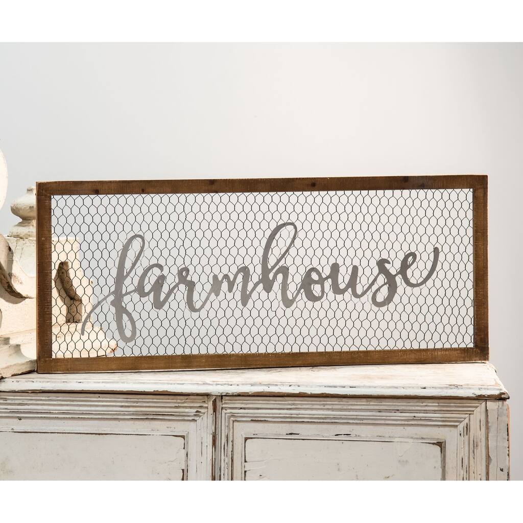 Framed Chicken Wire Farmhouse Wall Art