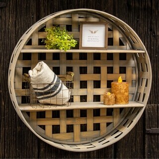 Haslemere Basket Weave Round Wall Shelf
