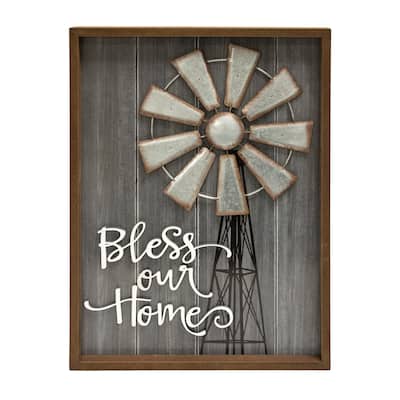 The Gray Barn Bless Our Home Windmill Wall Sign