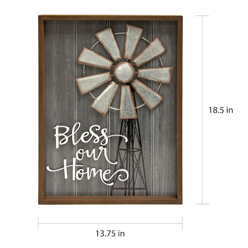 The Gray Barn Bless Our Home Windmill Wall Sign
