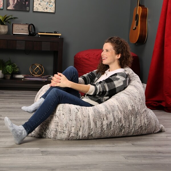 Jaxx 3.5 Foot Large Bean Bag Floor Pillow - Faux Fur - On