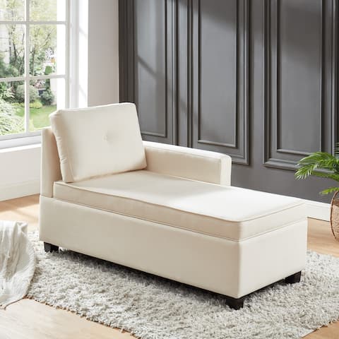 Furniture of America Mord Contemporary Ivory Chaise w/ Storage
