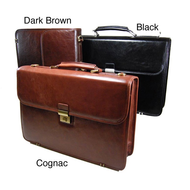 Torino Simple Flap over Leather Briefcase