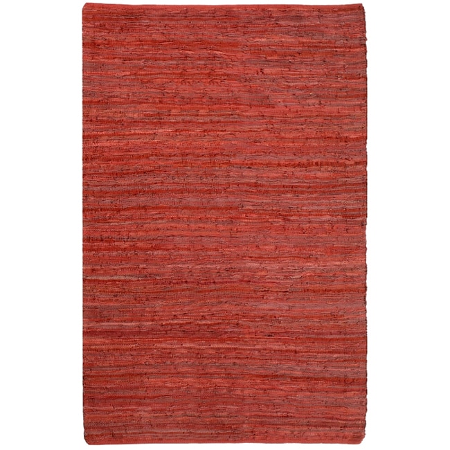 Hand woven Chindi Flatweave Leather Rug (8 X 10)