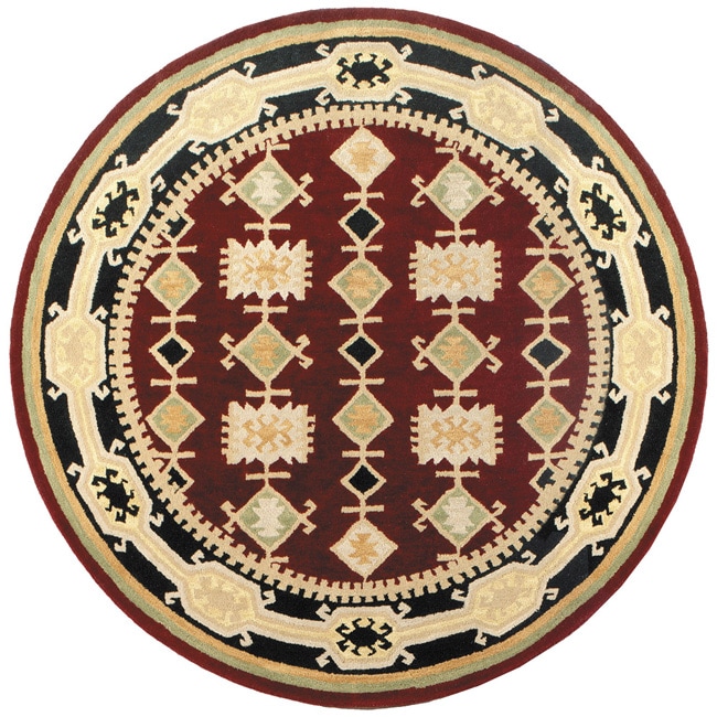 Handmade Elite Traditional Geometric Wool Rug (8 Round)