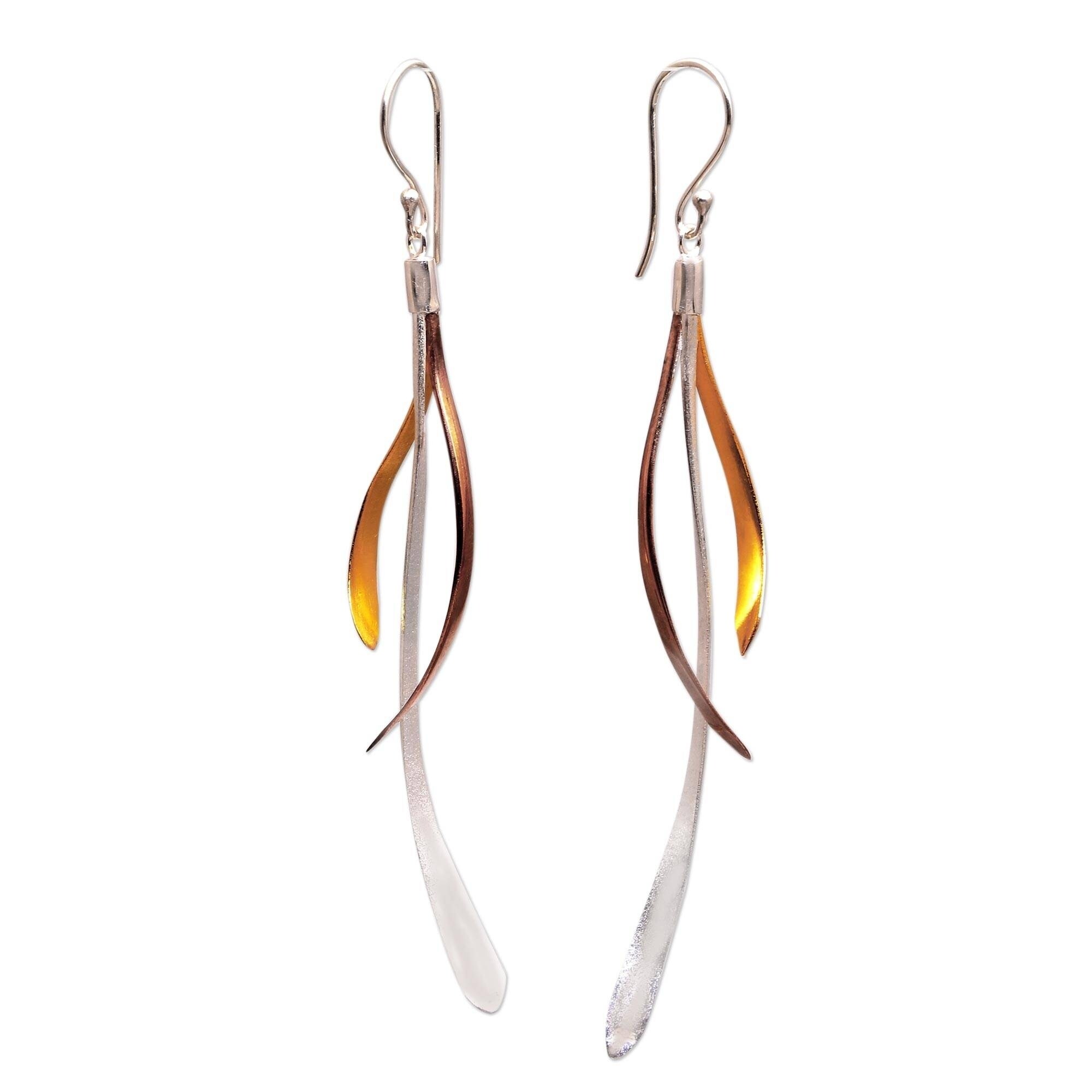 gold and silver dangle earrings