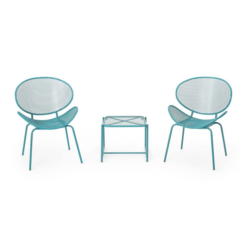 Elloree Outdoor Modern 2 Seater Chat Set by Christopher Knight Home - Matte Teal