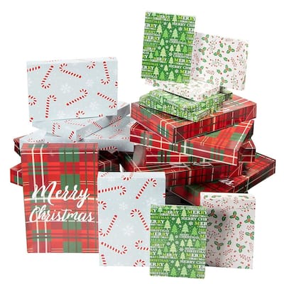 Blue Panda 48 Pack Christmas Gift Boxes with Lids, Empty Present Box Holiday Party Décor