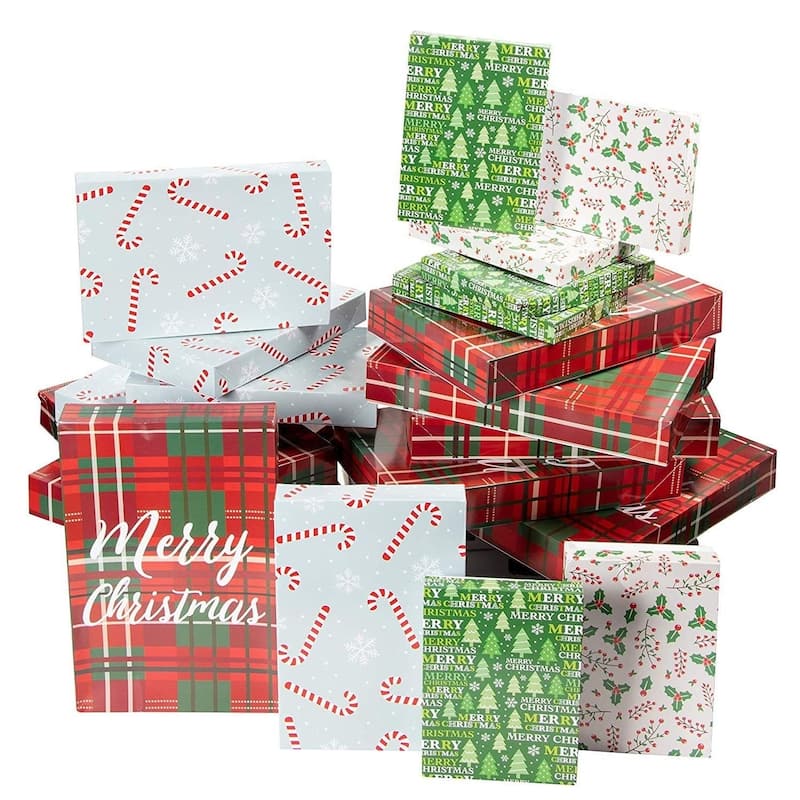 Blue Panda 48 Pack Christmas Gift Boxes with Lids, Empty Present Box Holiday Party Décor