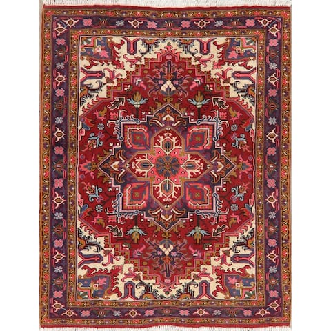 Heriz Hand Knotted Wool Persian Oriental Area Rug - 6'5" x 4'10"