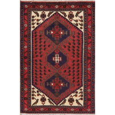 Tribal Hand Knotted Wool Persian Hamedan Oriental Area Rug - 4'10" x 3'2"