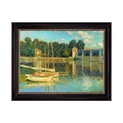 The Bridge at Argenteuil by Claude Monet Black Frame Oil Canvas Canvas Print 28 In. x 22 In.