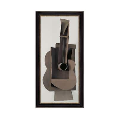 Maquette for Guitar by Pablo Picasso Black Frame OIl Painting Canvas Print 24 In. x 49 In.
