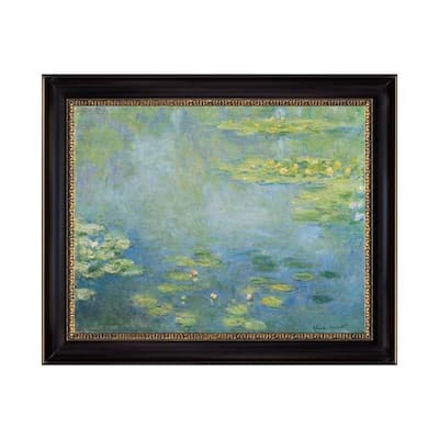 Waterlilies by Claude Monet Black Frame Oil Canvas Canvas Print 23 In. x 19 In.