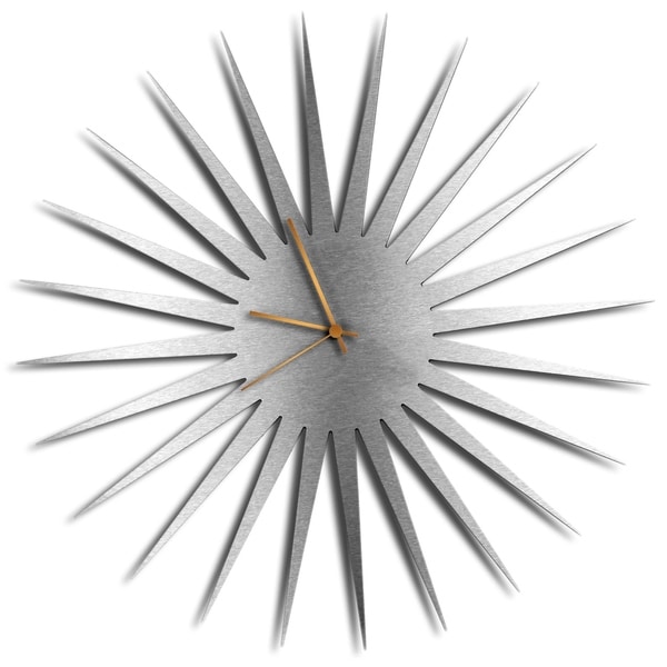 Adam Schwoeppe 'MCM Starburst Clock Silver Bronze' Midcentury Modern Style Wall Clock