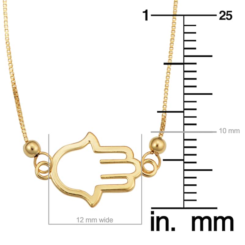 14K Yellow Gold Hamsa Bolo Bracelet (adjustable up to 9 inches)
