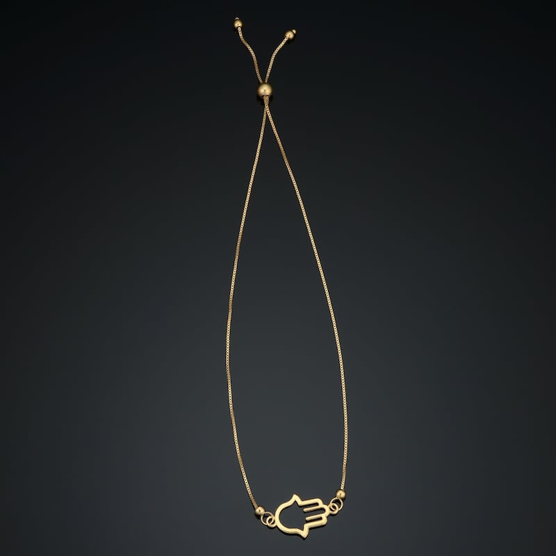 14K Yellow Gold Hamsa Bolo Bracelet (adjustable up to 9 inches)