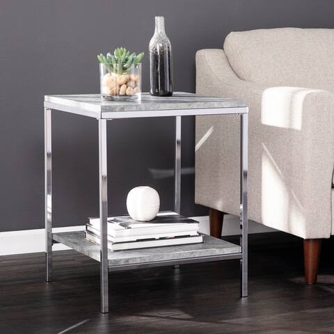 Silver Orchid Levico Faux Concrete End Table