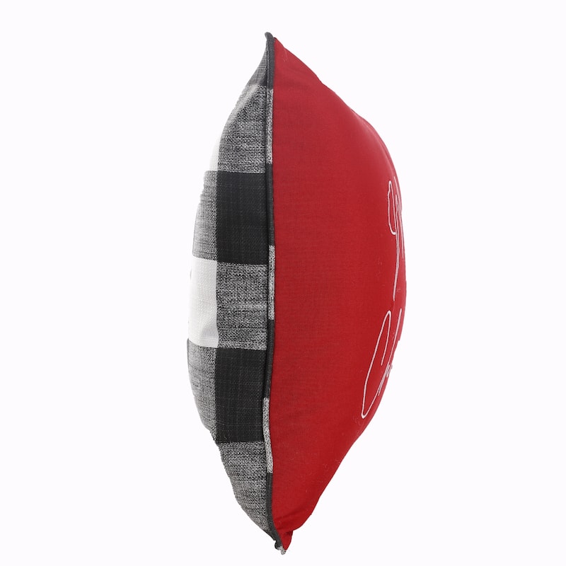 Red with Black Buffalo Plaid Indoor/Outdoor "Merry Christmas" Embroidered Throw Pillow - 18 in