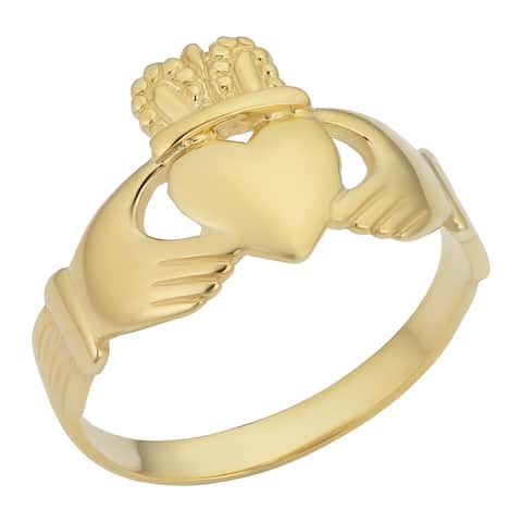 14k Yellow or White Gold size 9 Claddagh Ring for Women