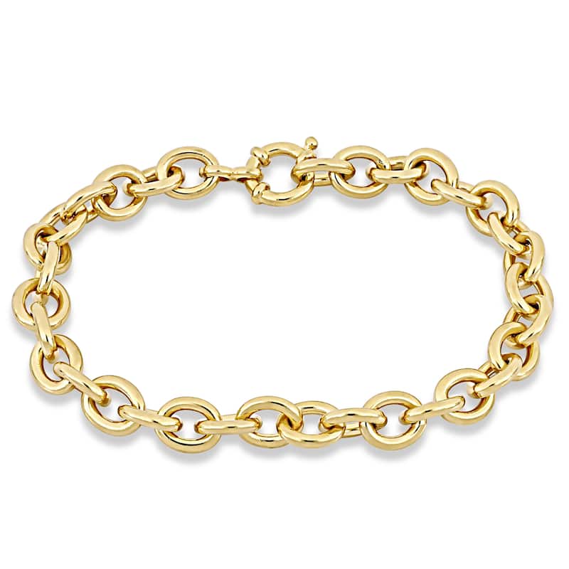 Miadora Yellow Plated Sterling Silver Classic Link Bracelet