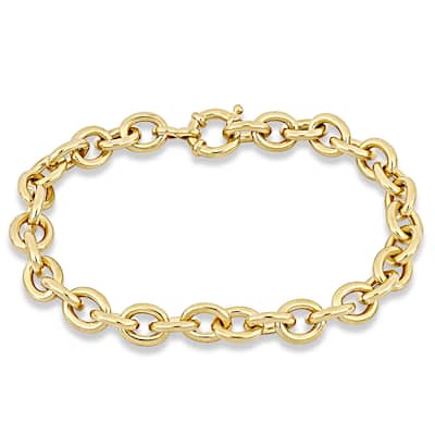 Miadora Yellow Plated Sterling Silver Classic Link Bracelet