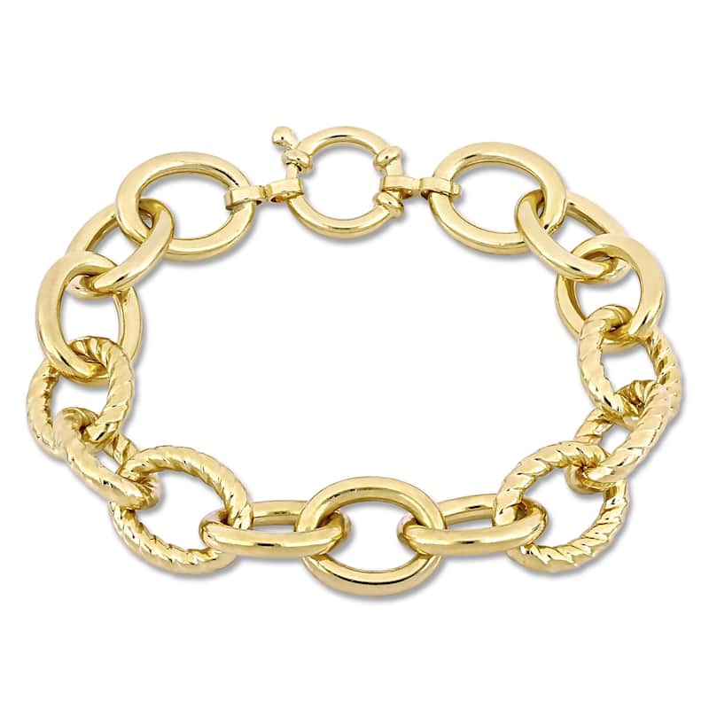 Miadora Yellow Plated Sterling Silver Oval Link Bracelet