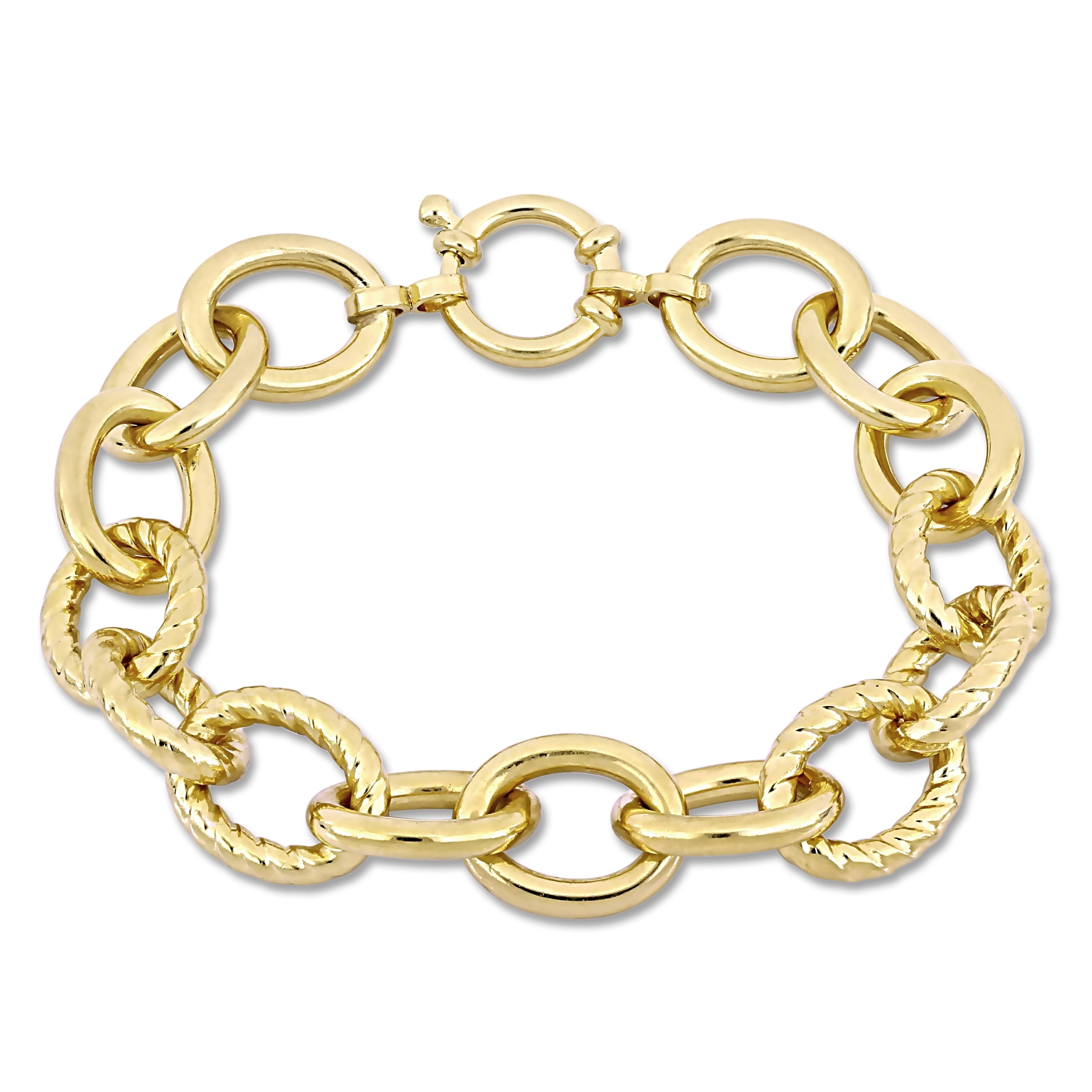 Miadora Yellow Plated Sterling Silver Oval Link Bracelet