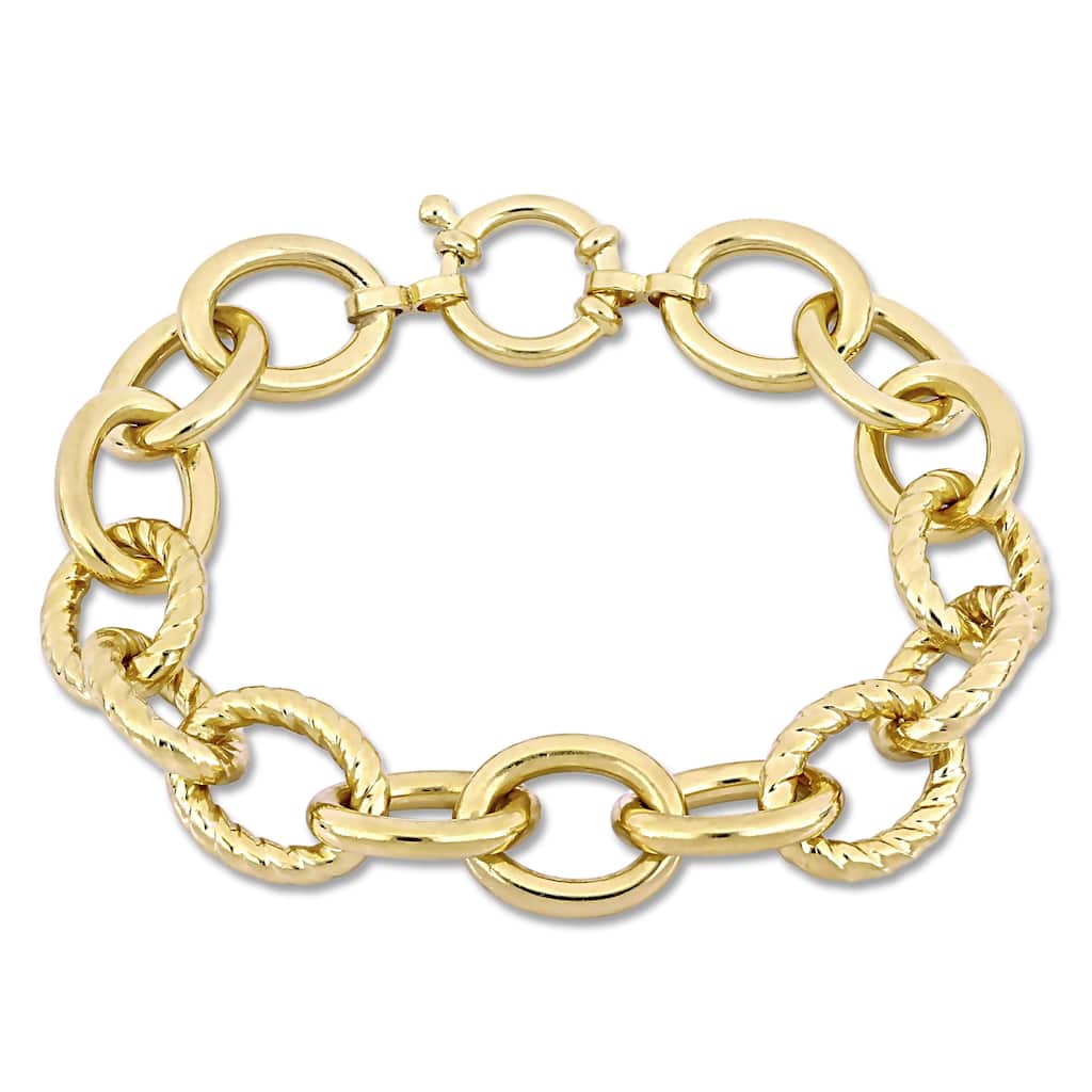 Miadora Yellow Plated Sterling Silver Oval Link Bracelet