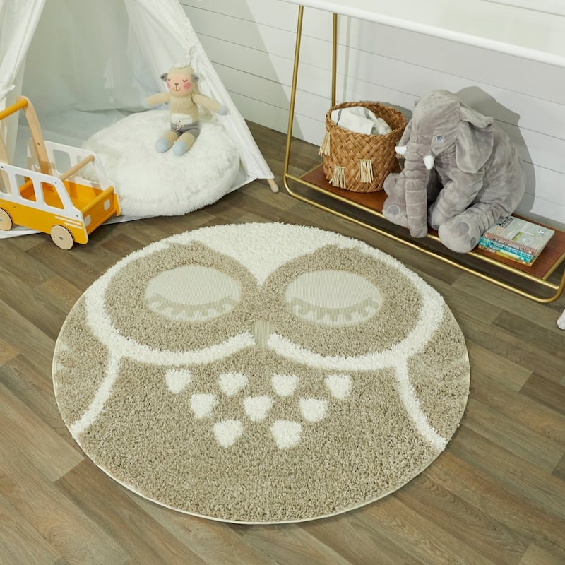 Taylor & Olive Owl Shag Round Accent Rug
