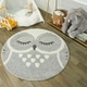 preview thumbnail 5 of 7, Taylor & Olive Owl Shag Round Accent Rug 3'11" Round - Grey - Round