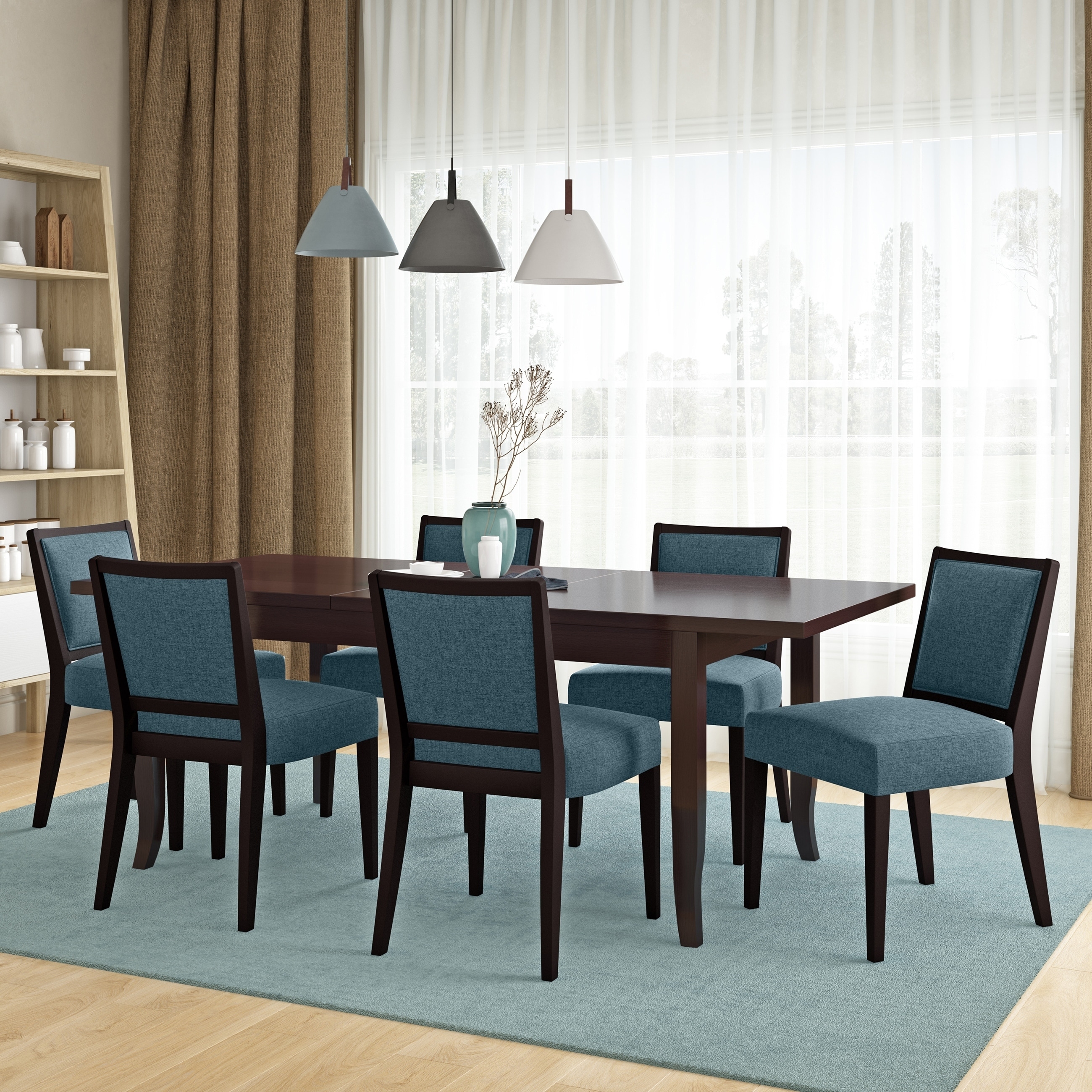 Copper Grove Olin 7 Piece Butterfly Leaf Espresso Finish Dining Table And Upholstered Armless Chairs Overstock 30064852