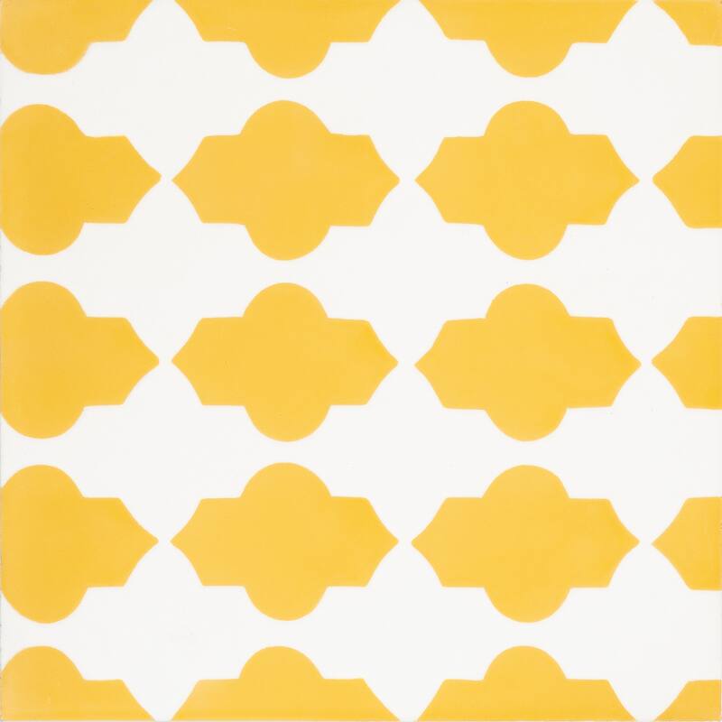 Handmade Tafrout in Yellow and White Cement Tile, Pack of 12 (Morocco)