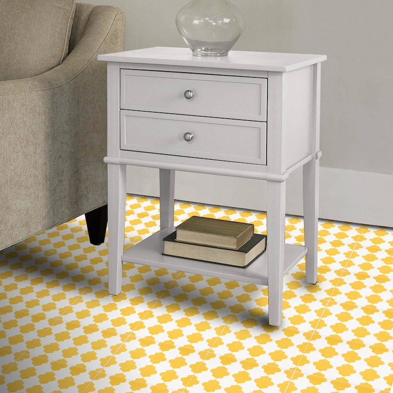 Handmade Tafrout in Yellow and White Cement Tile, Pack of 12 (Morocco)