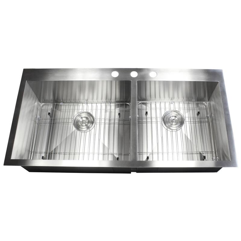 Topmount / Drop-in 16 Gauge 43 in. x 22 in. x 10 in. Stainless Steel Double Bowl 60/40 Zero Radius Kitchen Sink