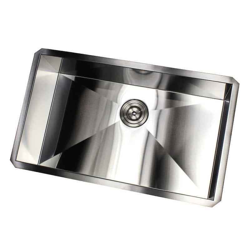 Undermount 30 in. x 18 in. x 10 in. Deep Stainless Steel 16-Gauge Single Bowl Zero Radius Kitchen Sink Combo